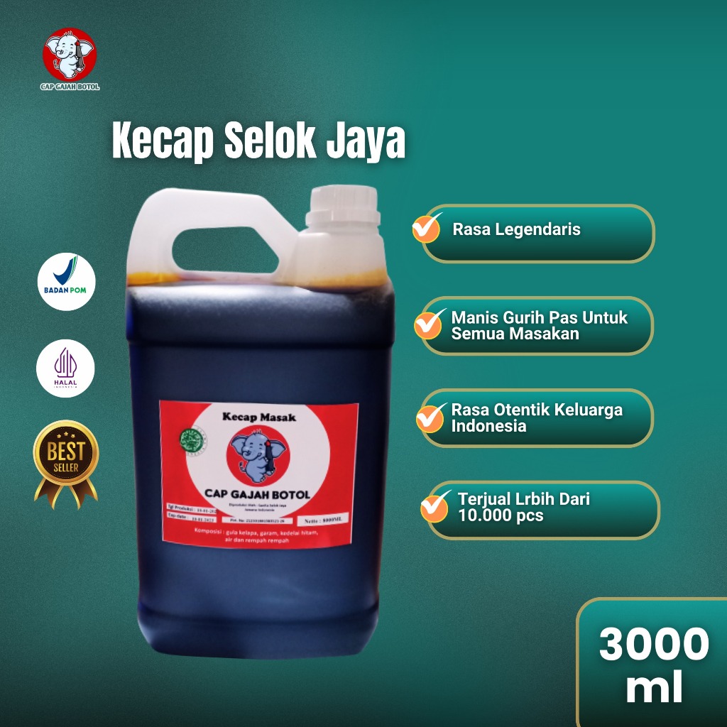 

Kecap Gajah Botol 3000ML Selok Jaya