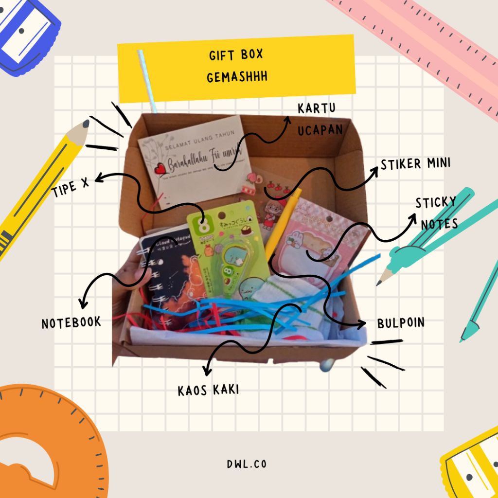 

Box Hampers Gift Box Mini Stationary Kado Wisuda Ulang Tahun