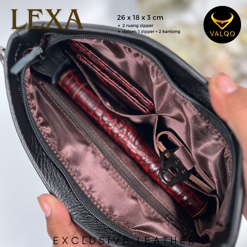 TERBARU VALQO LEXA Clutch kulit Sapi Motif Batik Pouch Kulit Handbag Wanita Pria Tas Tangan