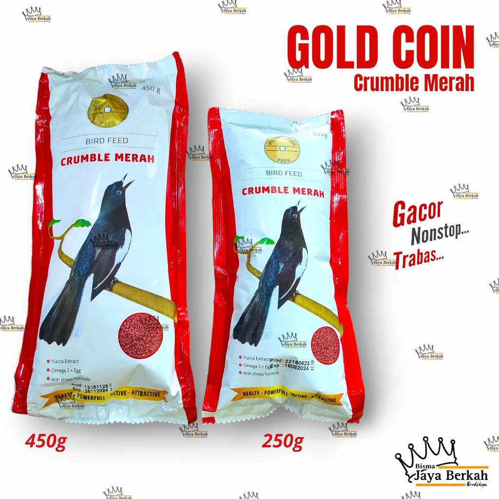 PAKAN BURUNG GOLD COIN CRUMBLE MERAH 250/450 GRAM Food Classic Grow With Gold Coin