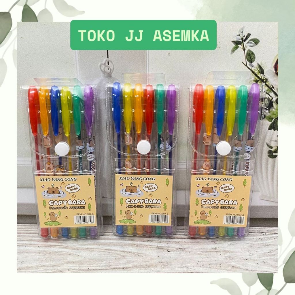 

PULPEN WARNA WARNI 1 SET ISI 6 PCS CAPYBARA LUCU UNIK ALAT TULIS MURAH