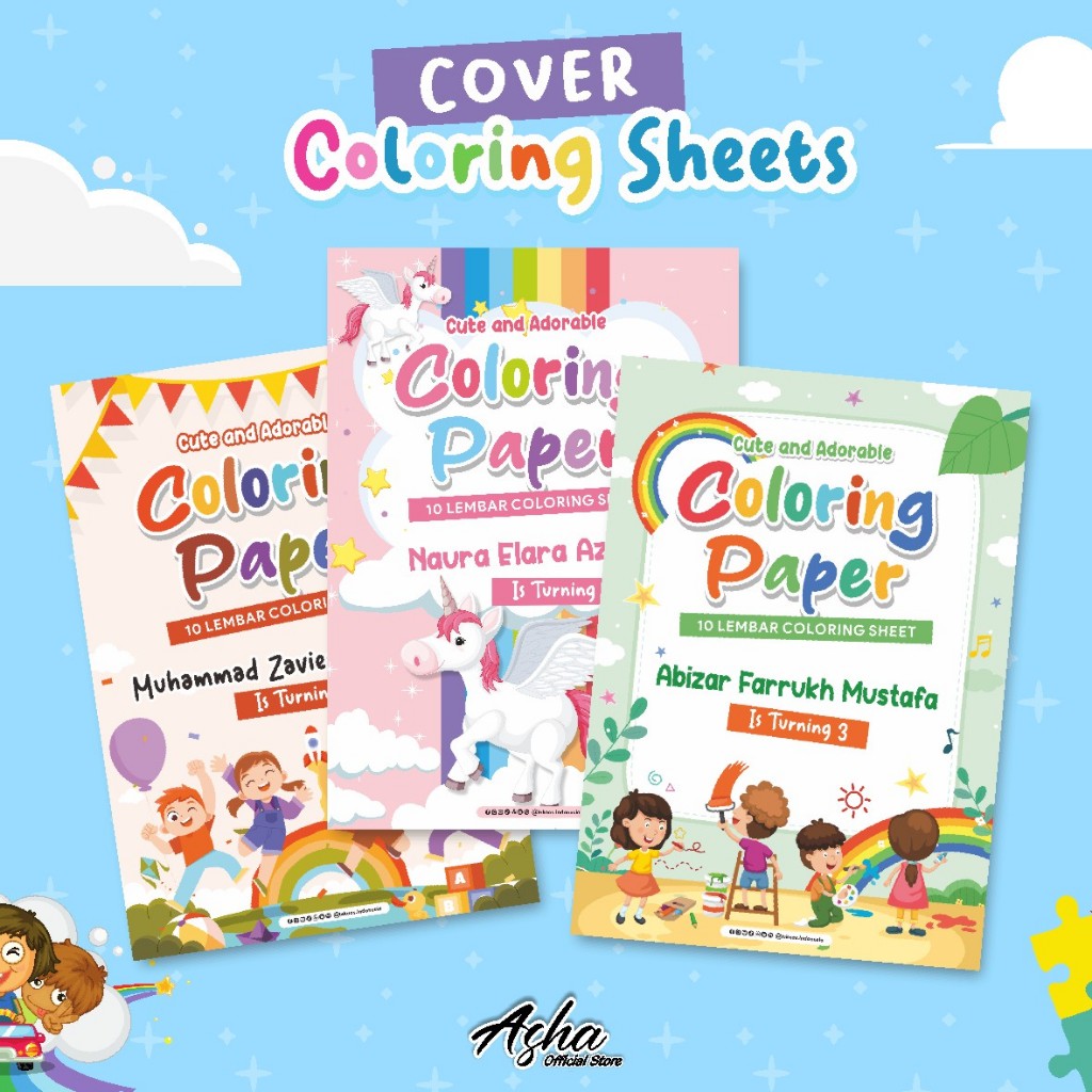 

COVER COLORING SHEETS CUSTOM - SAMPUL KERTAS BER GAMBAR MEWARNAI MURAH
