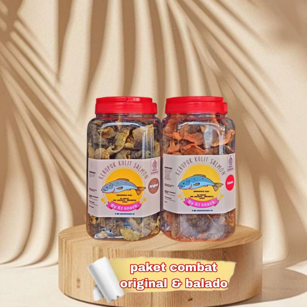 

Paket Combat Kerupuk Kulit Ikan Salmon Rasa Original 220gr Dan Balado Toples Jumbo 220gr