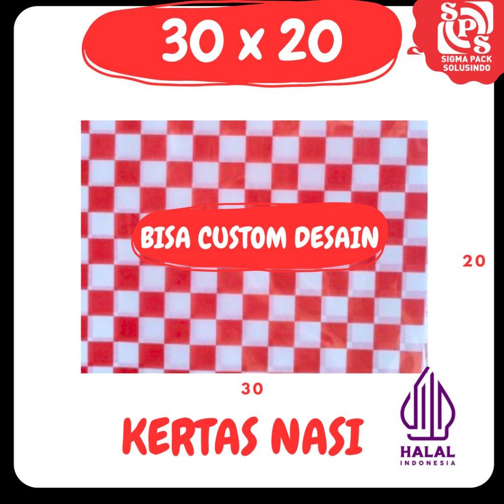 Kertas Nasi 30x20 isi 500 pcs Kertas Burger 20x30 paper foodgrade kertas bungkus laminasi Zigma Pack