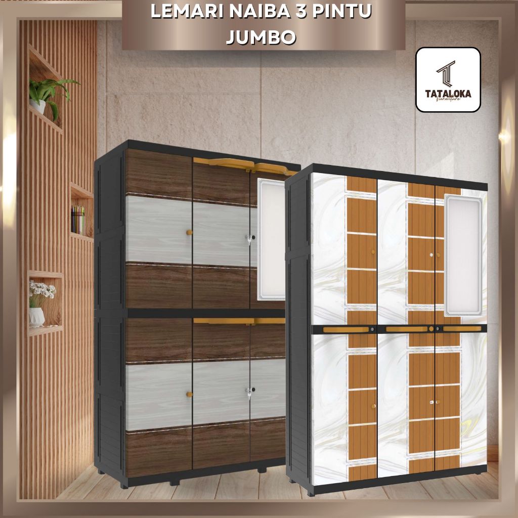 LEMARI NAIBA 3 PINTU JUMBO | LEMARI NAIBA 3 PINTU FULL RAK | LEMARI NAIBA 3 PINTU KOMBINASI RAK & GA