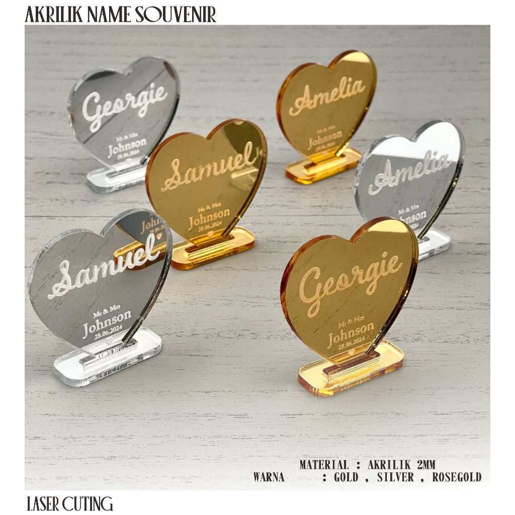 Akrilik Nama Custom Souvenir Wedding Desain Suka Suka