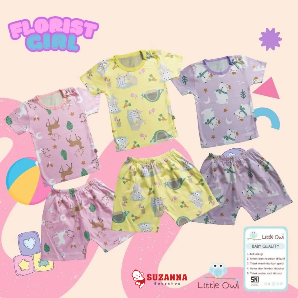 Little Owl Setelan Oblong Pendek  - Baju Bayi
