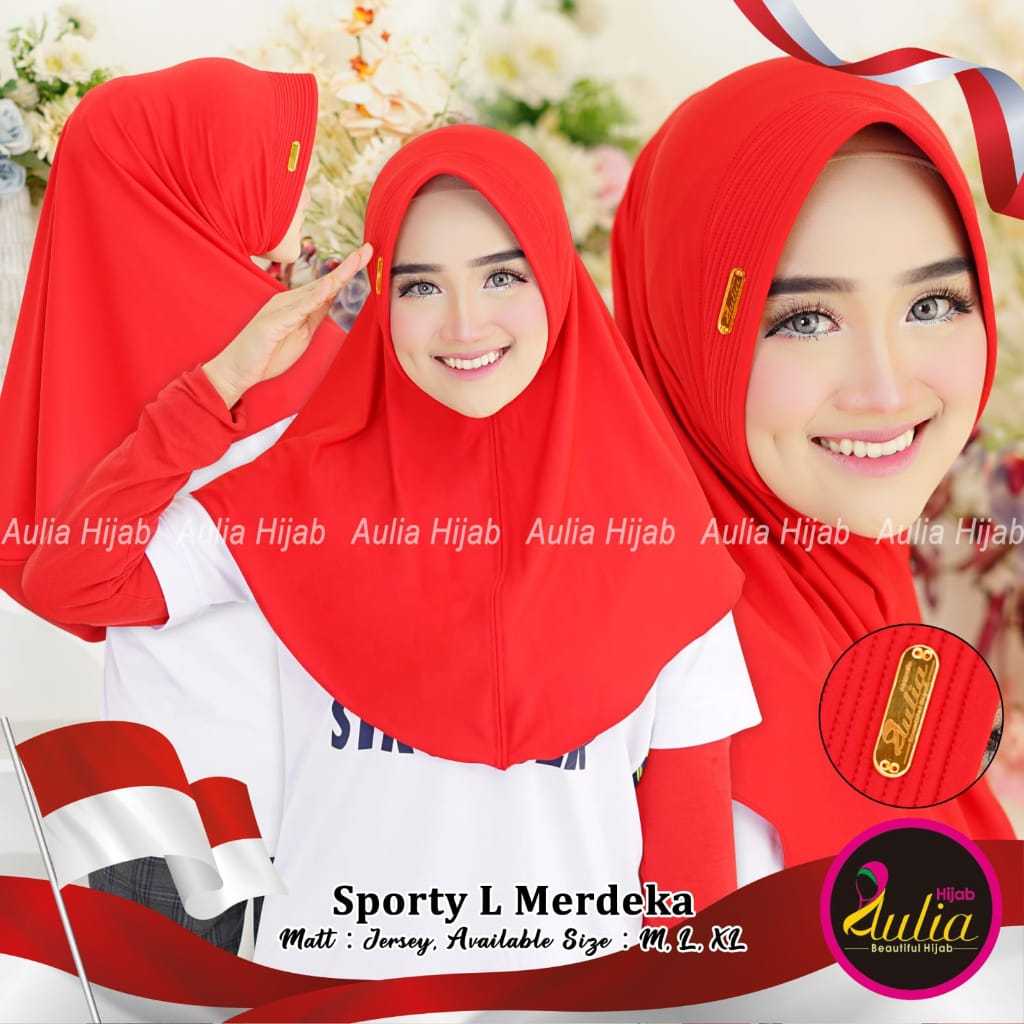 [SPECIAL KEMERDEKAAN] Hijab Bergo Sport Merah Putih Merdeka Jilbab Instan Sporty Agustusan Jersey Pr