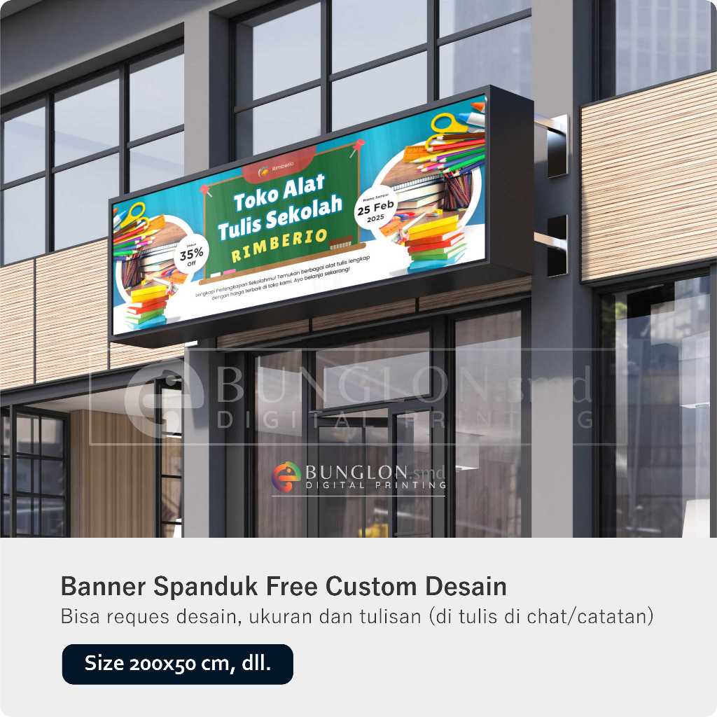 Spanduk Toko Alat Tulis Sekolah Free Custom Desain