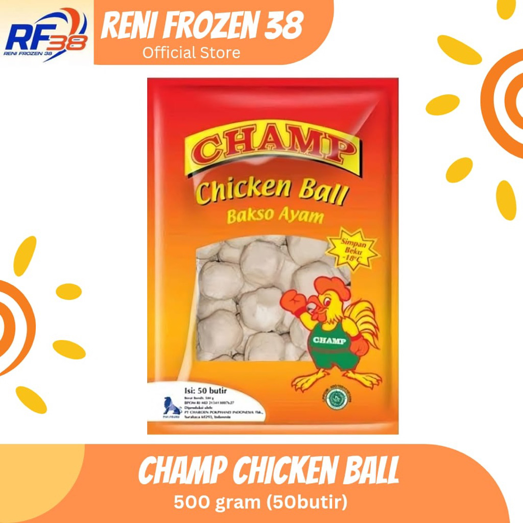 

Champ Chicken Ball (50 butir @10g) 500 gram / Frozen Food / Reni Frozen 38
