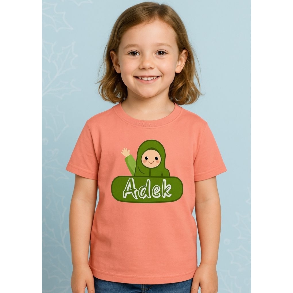 Kaos Anak Lucu Motif Adek Kaka hijab– Baju Harian Murah Berkualitas untuk usia 1 - 10 tahun / Baju a