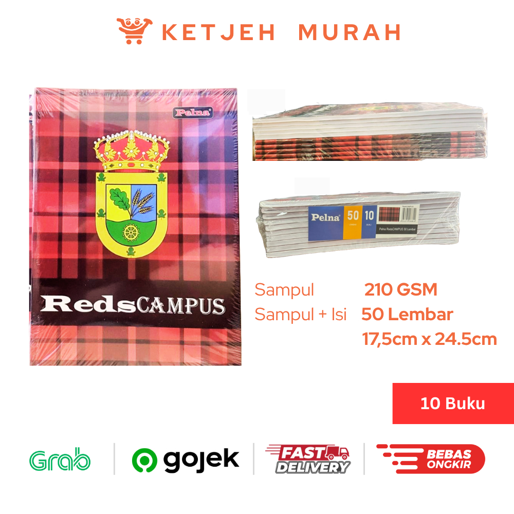 

Buku Tulis Campus Merah 1 Pak isi 10 Buku x 50 Lembar