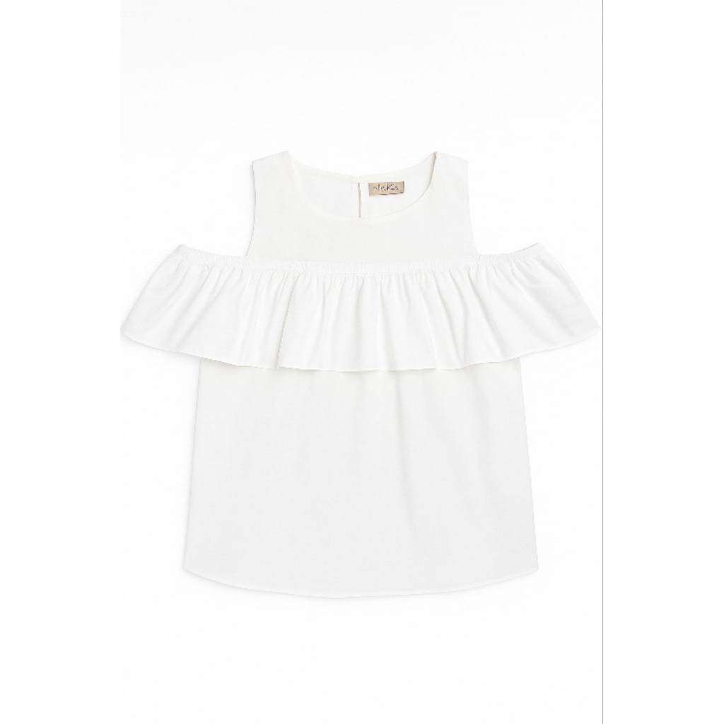 Preloved Atasan Wanita Warna Putih Model Bahu Bolong