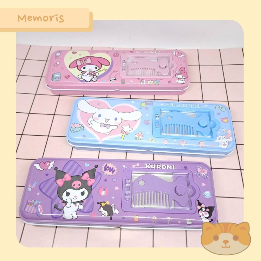 

Kotak Pensil Case Stationery Seng Kaleng dengan Sisir My Melody Kuromi Cinnamoroll