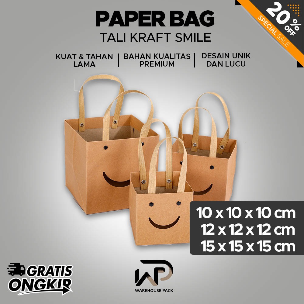 

Paper Bag Kraft Smile Coklat | Tas Kertas Model Smile | Paper Bag Kado | Paper Bag Kado Aesthetic | Paper Bag Bentuk Smile Tali Kraft | Tas Kantong Kado Ulang Tahun | Goodiebag Smile | Tas Hampers | Tas Souvenir Model Smiley | Tas Bingkisan