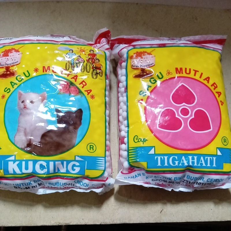 

(GROSIR / Beli Banyak Lebih Hemat) [10 Bungkus] Sagu Mutiara Cap 2 Kucing 3 Hati