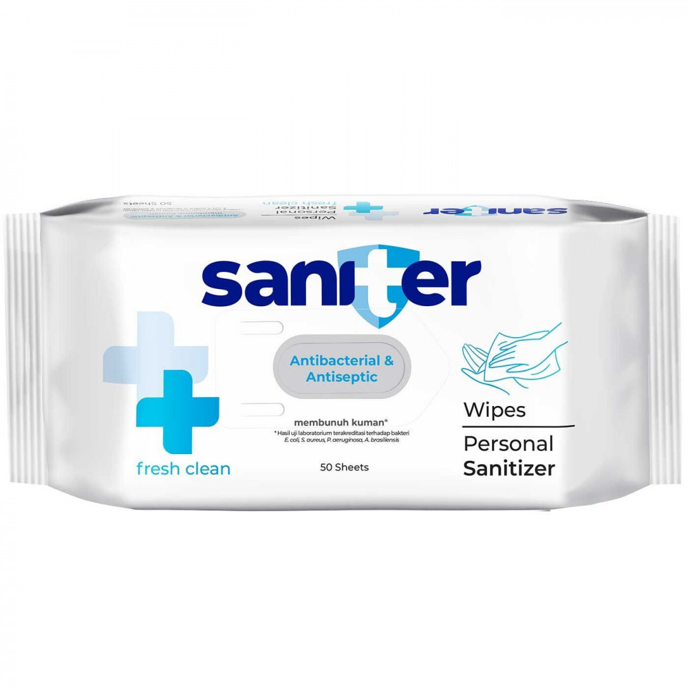 Saniter Personal Wipes Fresh Clean 50s / Tisu Basah Saniter Antiseptic