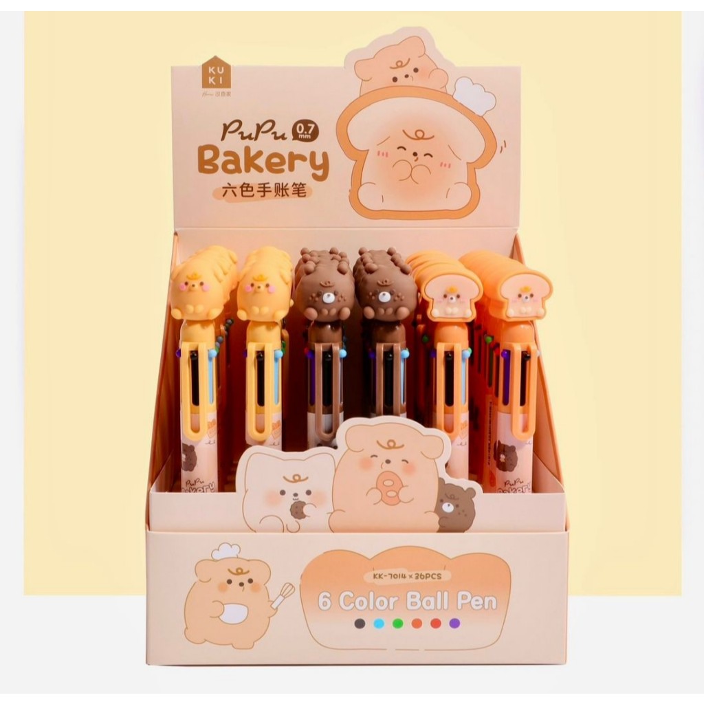

(3PCS) PULPEN KUKI 6W KK-7014 PUPU BAKERY / BALLPEN / PENA WARNA WARNI
