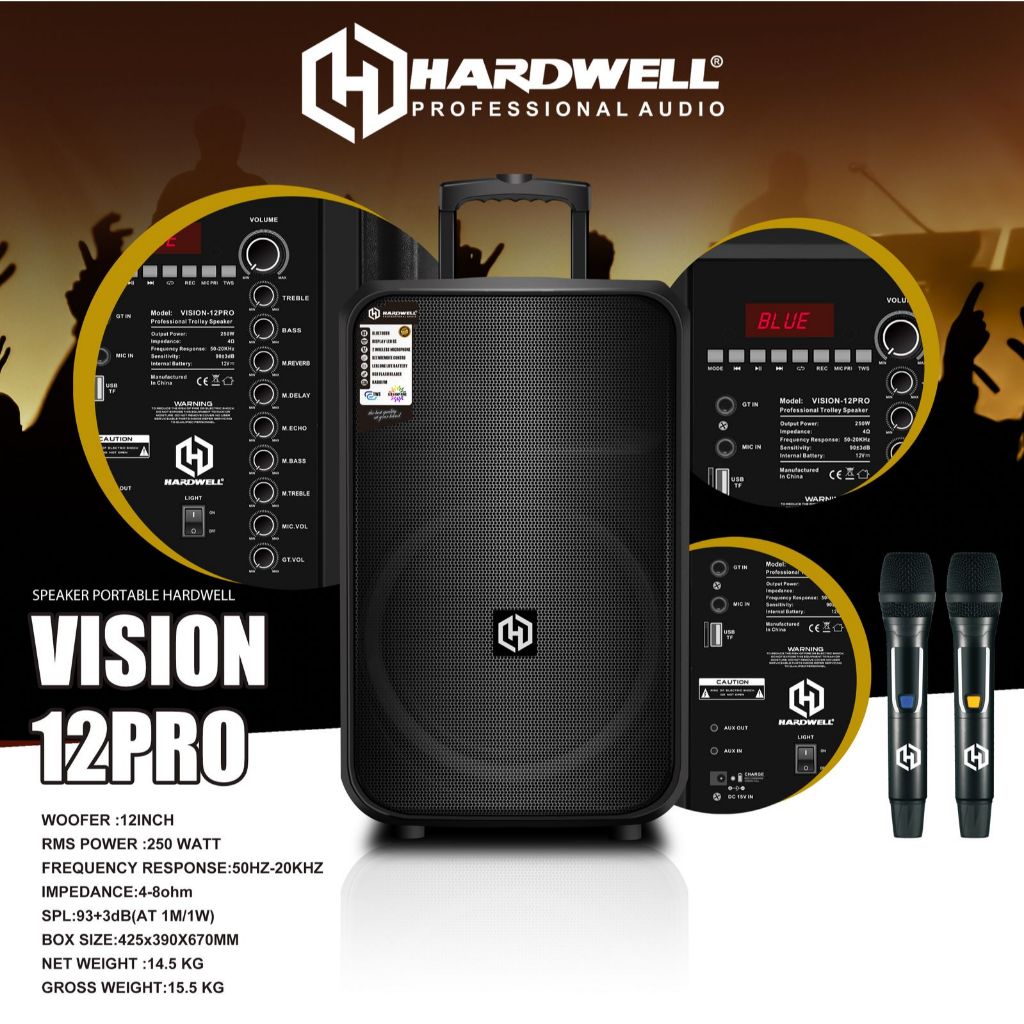 Speaker Portable Aktif 12 Inch Hardwell Vision 12 Pro Original Speaker Meeting Hardwell Vision 12Pro