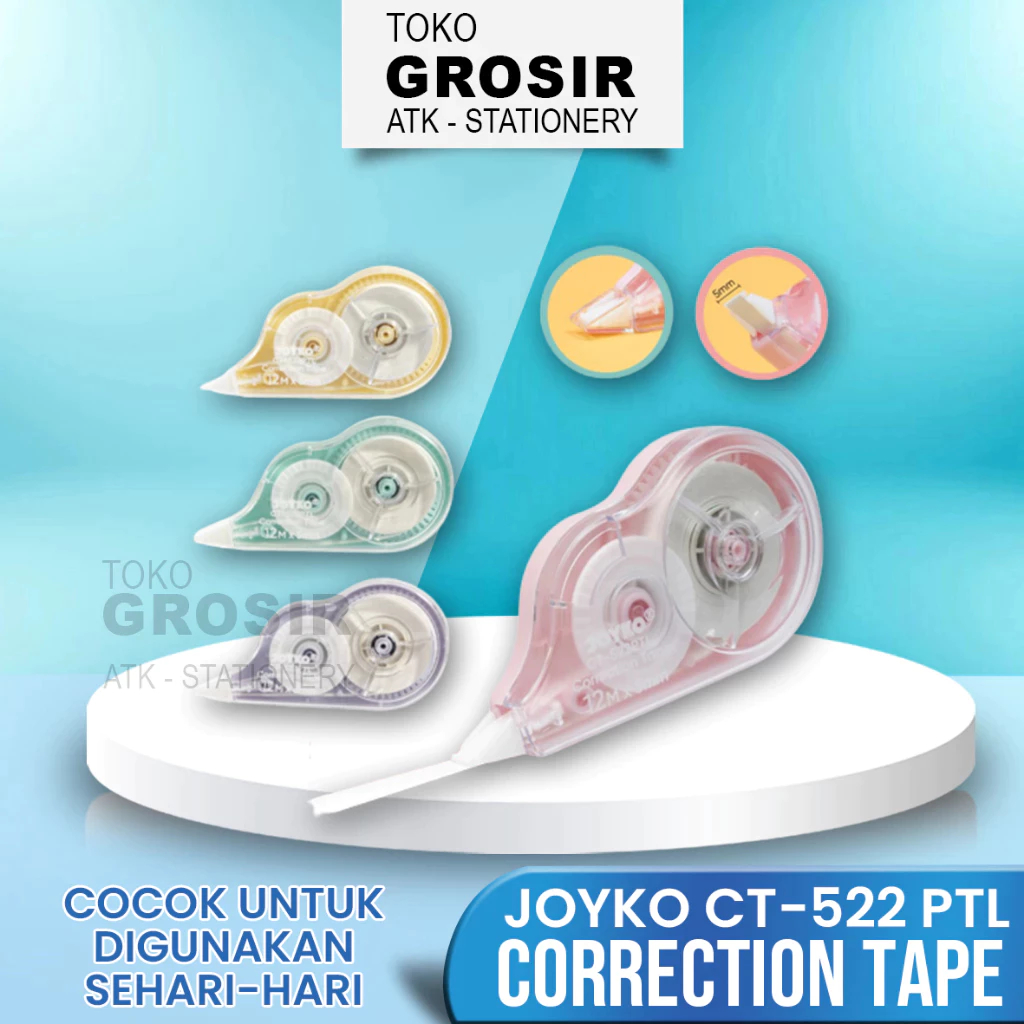 

(LIVE) Joyko Correction Tape 12m TipEx Kertas Joyko CT-522 PTL PASTEL 2
