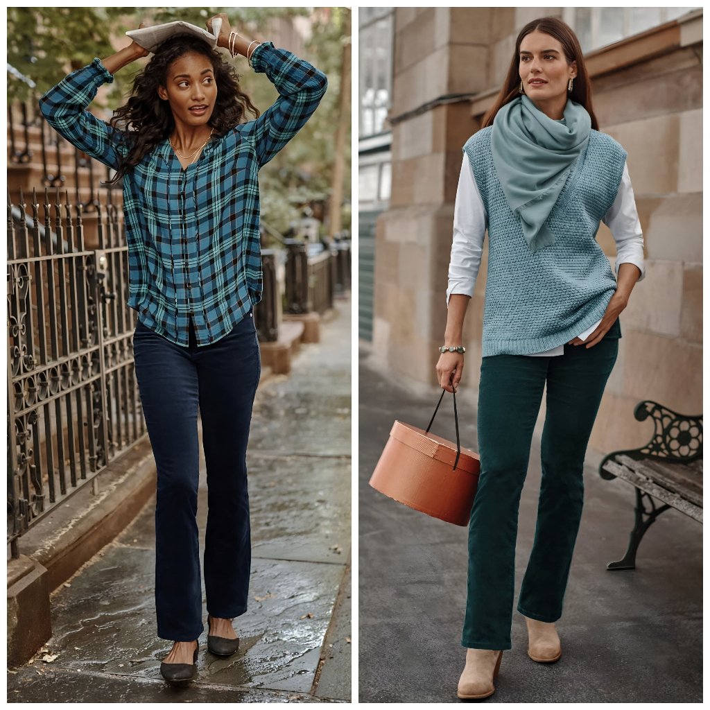 Celana J.Jill High-Rise Corduroy Boot-Cut Jeans Pants