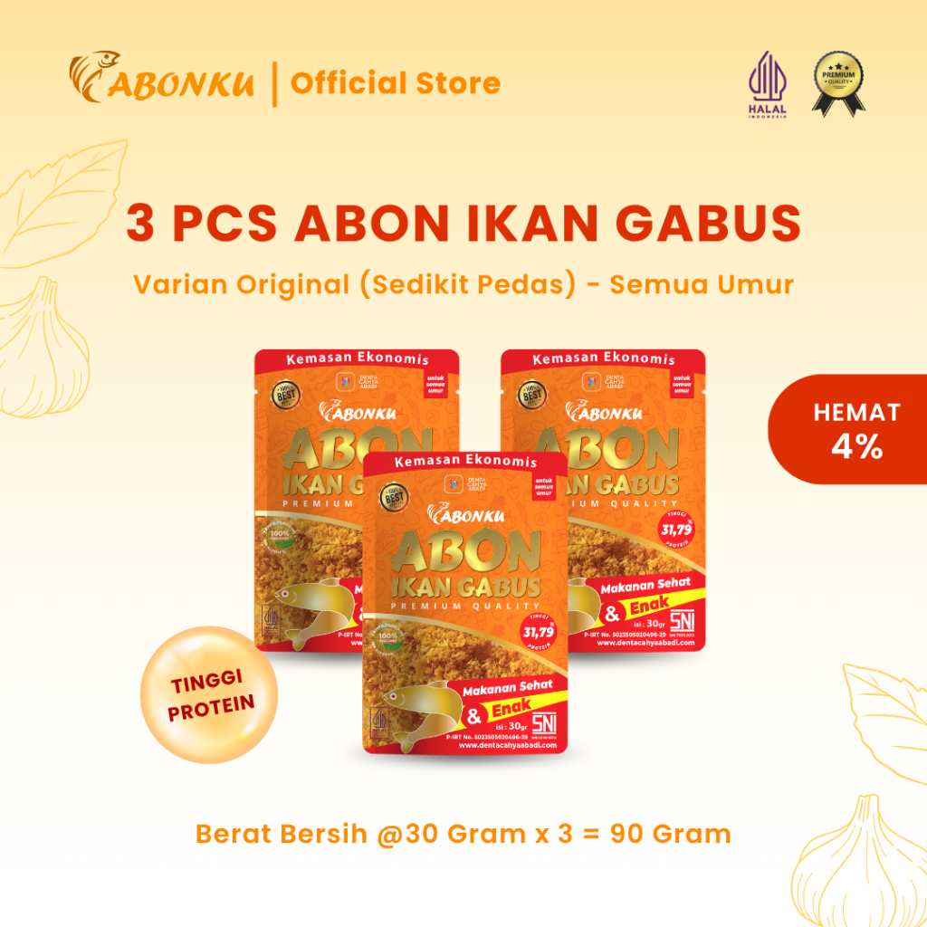 

Abonku Abon Ikan Gabus Asli untuk Semua Umur Tanpa Pengawet 90 Gram Paket Hemat 3 pcs