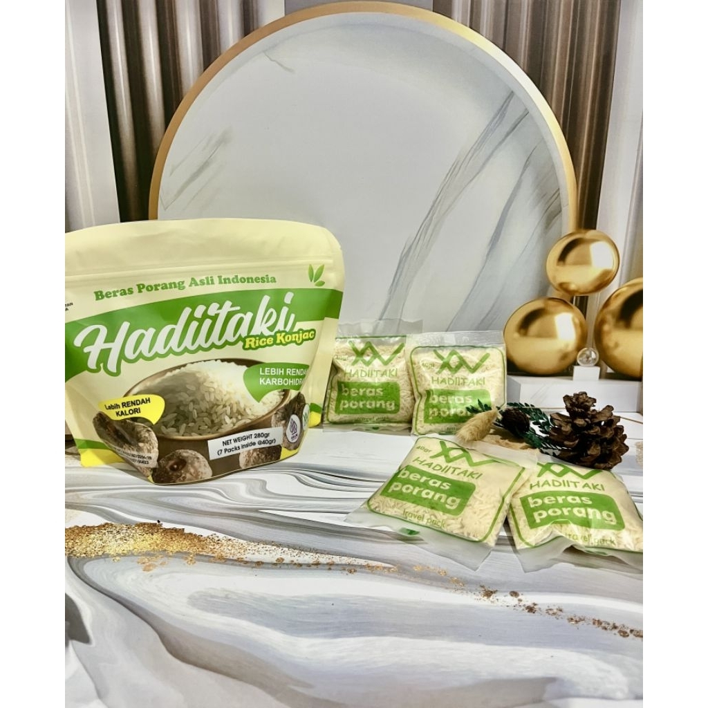 

Beras Porang HADIITAKI |7*40gram| 280 gram Rice Konjac travel Beras rendah Gula rendah karbohidrat diet sehat