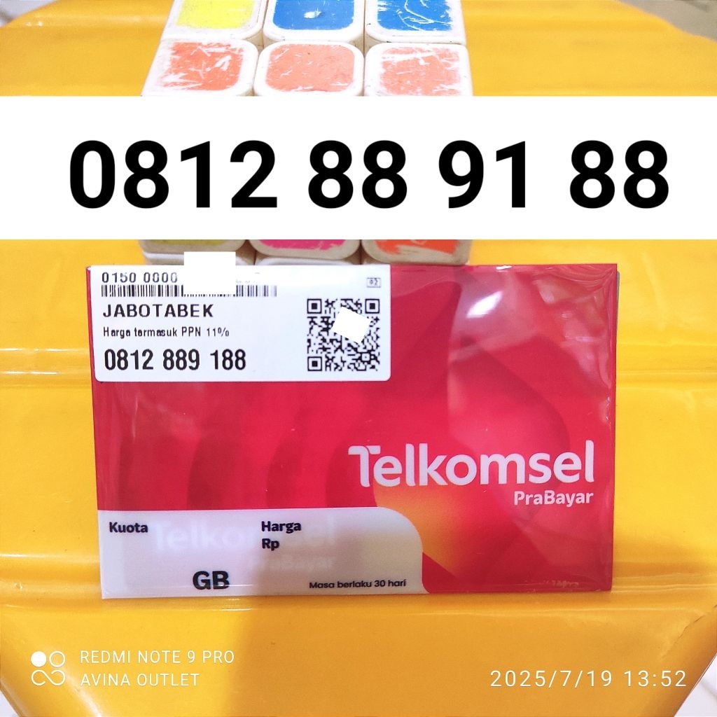 0812-88-91-88 Kartu Perdana Telkomsel Prabayar 10 Digit Angka simPATI Nomor Cantik Rapi