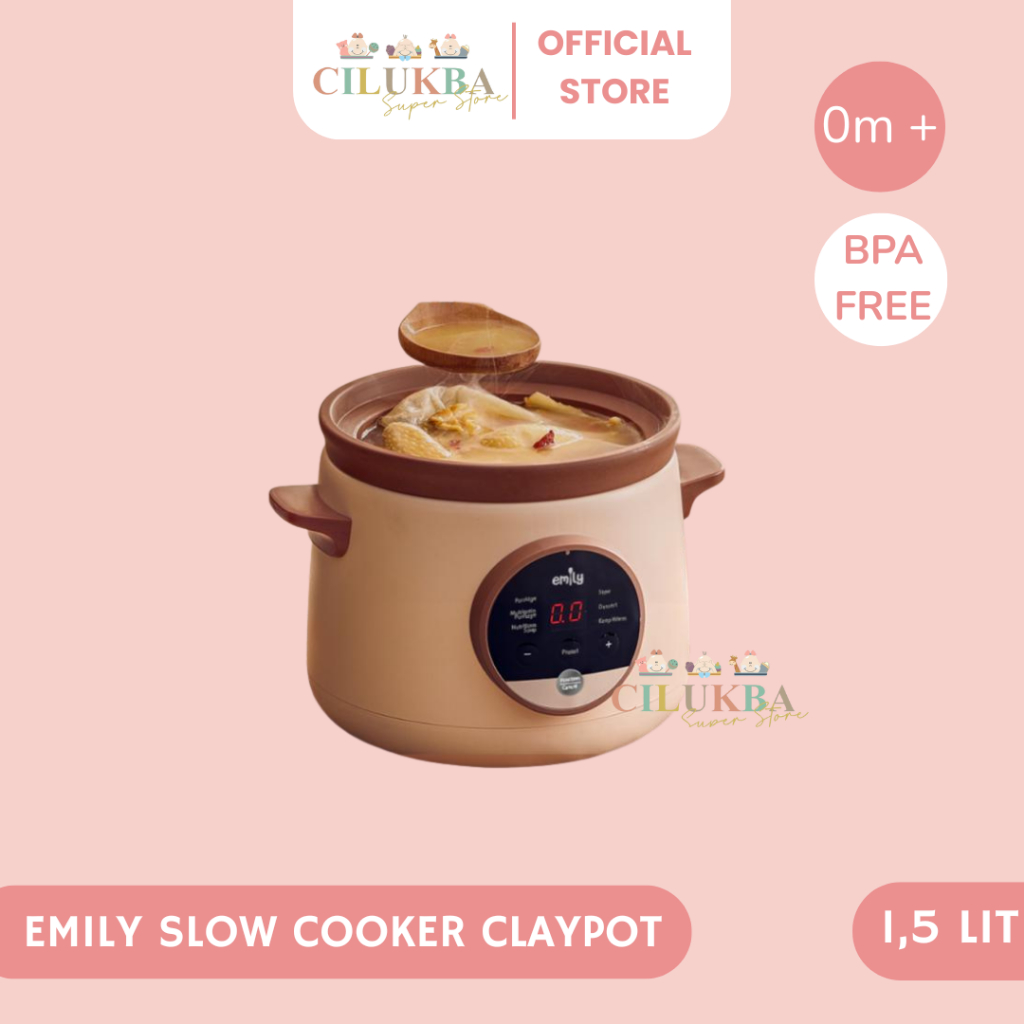 EMILY SLOW COOKER CLAYPOT | ALAT MASAK BUBUR BAYI | MEJIKOM BAYI | SLOW COKER | PERALATAN MPASI | MP