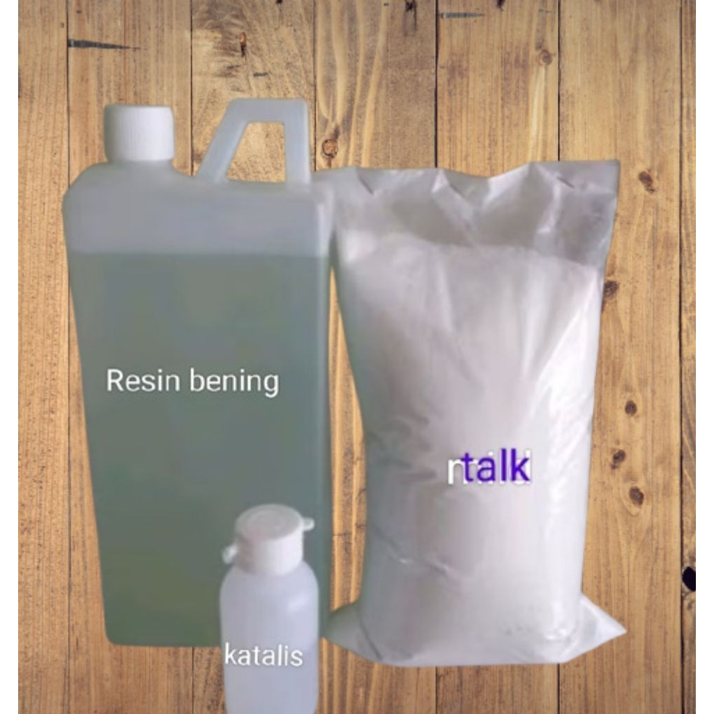 

Paket resin bening 1kg, talk powder1kg, katalis