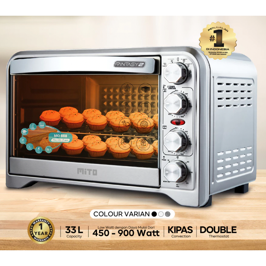 MITO Oven Listrik 33 Liter Fantasy 2 MO-888/MO 888 - Pemanggan Kue Roti & Makanan - Garansi 1 Tahun