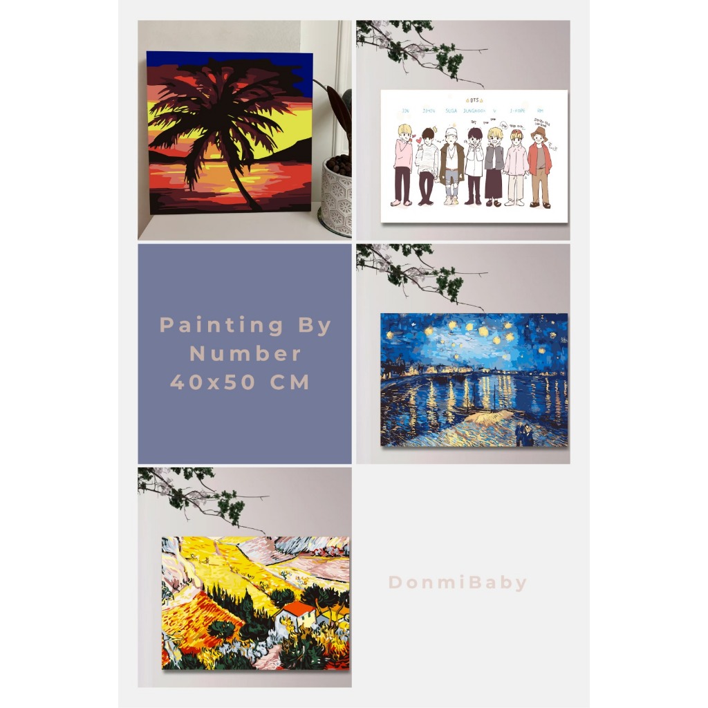 

DONMI Paint by number 40 x 50cm Canvas Paint By Number Kit DIY Digital Painting Kit Kanvas Painting-Alat Lukis Lengkap 1 Paket