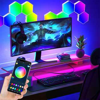 Lampu Hias Hexagonal Dinding LED RGB App Control 3 PCS lampu LEd kamar hexagonal lampu estetik kompu