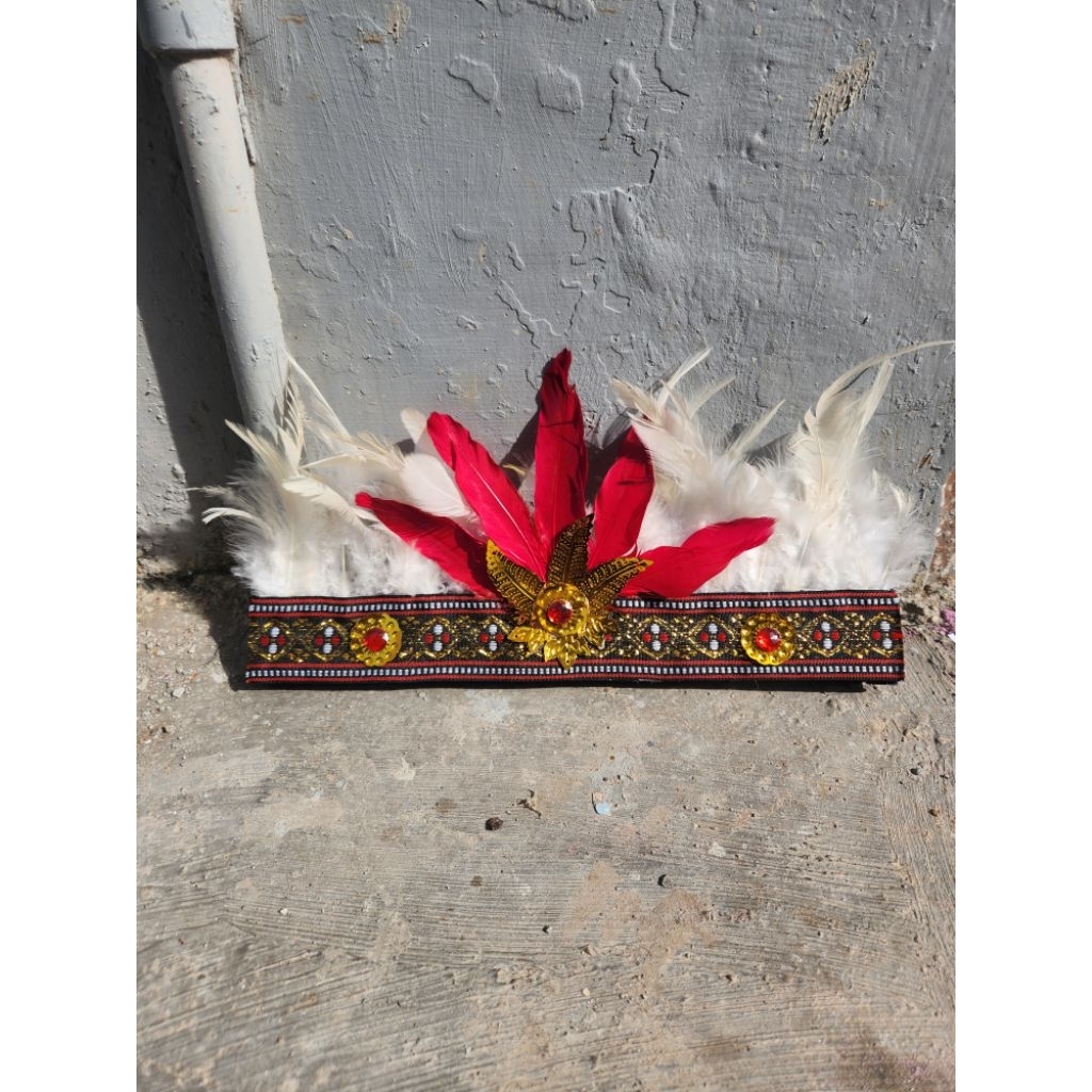 mahkota bando bulu merah putih~aksesoris kepala