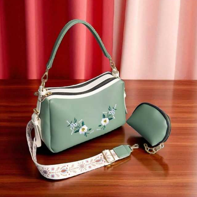 err ALEENA Bunga Tas Selempang Wanita Slingbag Kulit Sintetis Premium Motif Bunga Simpel Dan Elegan