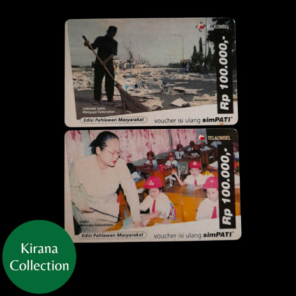 LOT T103 KOLEKSI KARTU TELEPON LAMA INDONESIA VOUCHER SIMPATI EDISI PAHLAWAN MASYARAKAT 2PCS