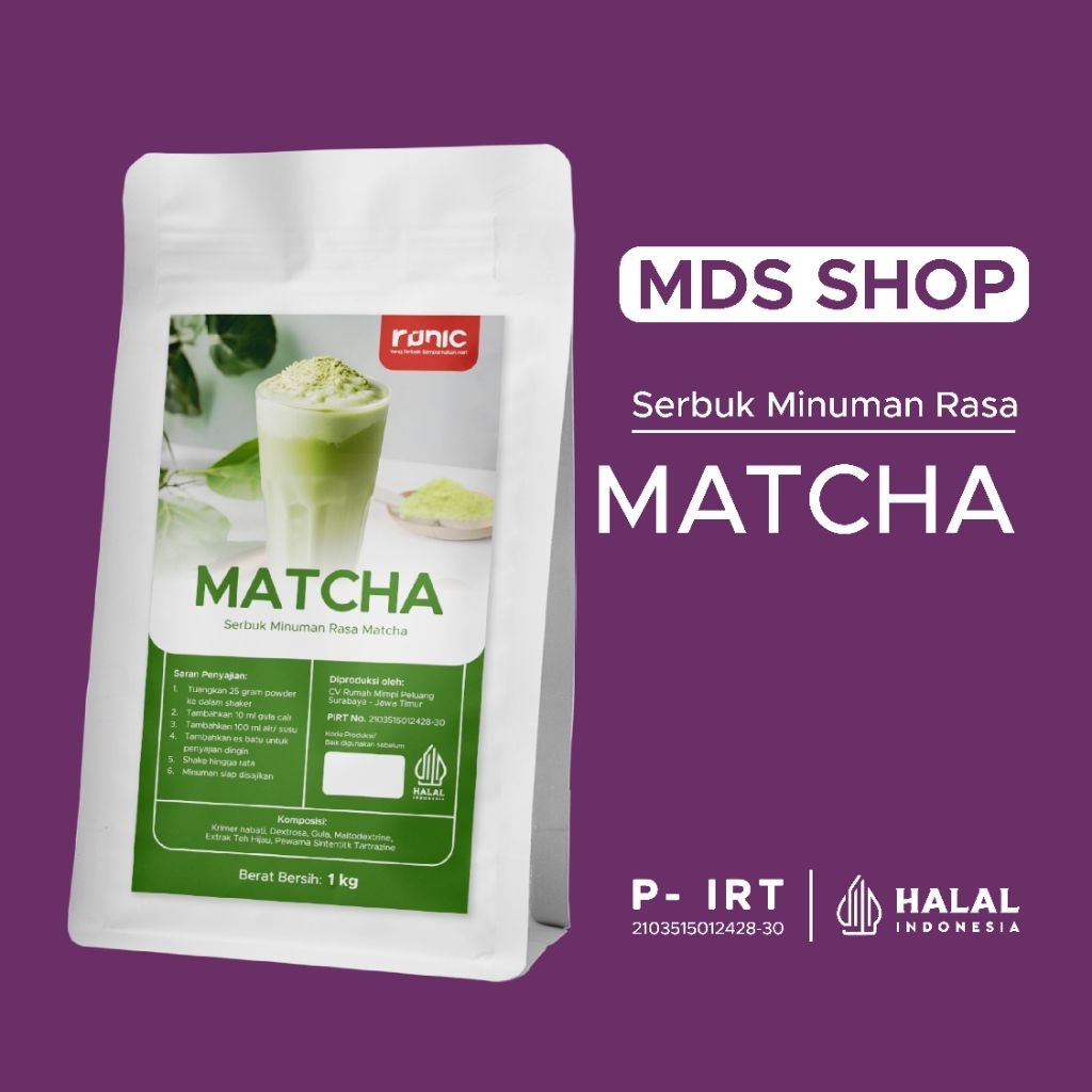 

RuNiC Bubuk minuman premium Matcha 1kg