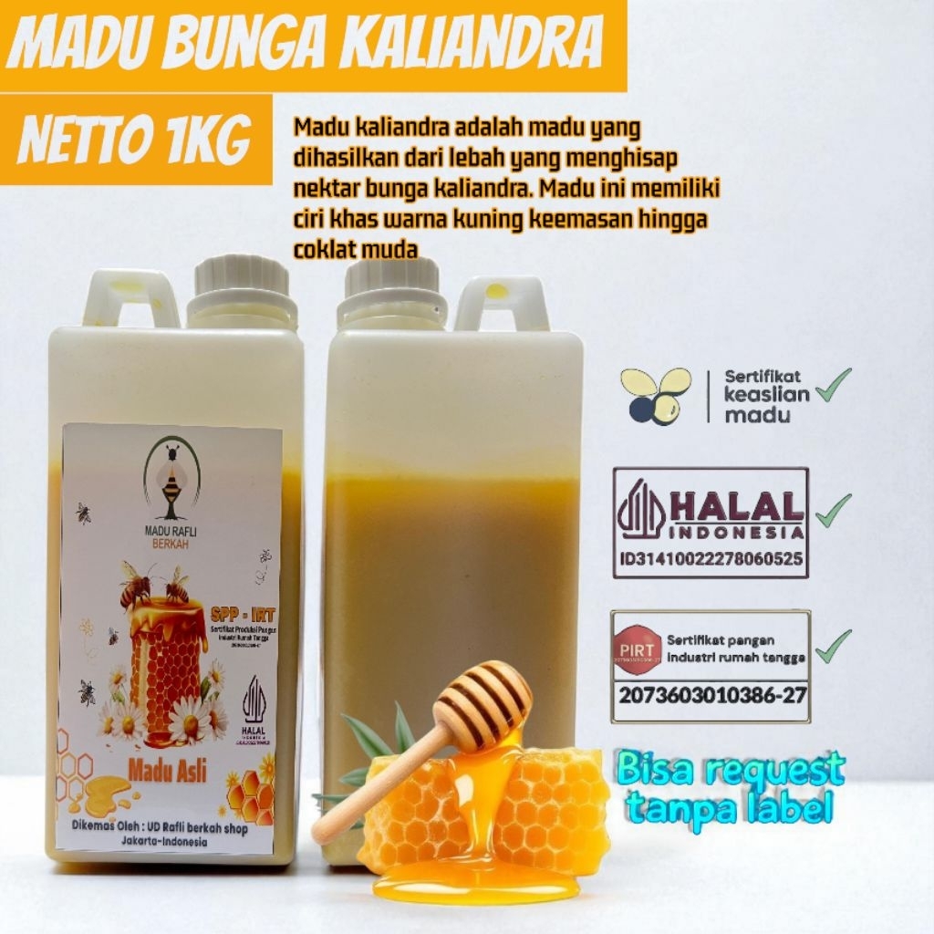

madu bunga kaliandra isi 1kg_halal indonesia_teruji laboratorium asli tanpa campuran