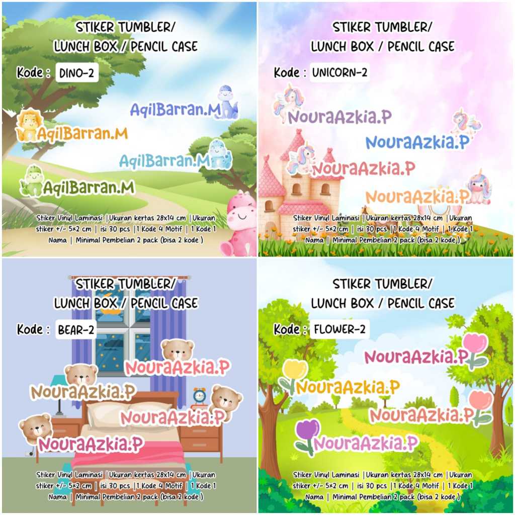 

Stiker Label Nama untuk Tumbler / Lunch Box / Pensil Case Part 2