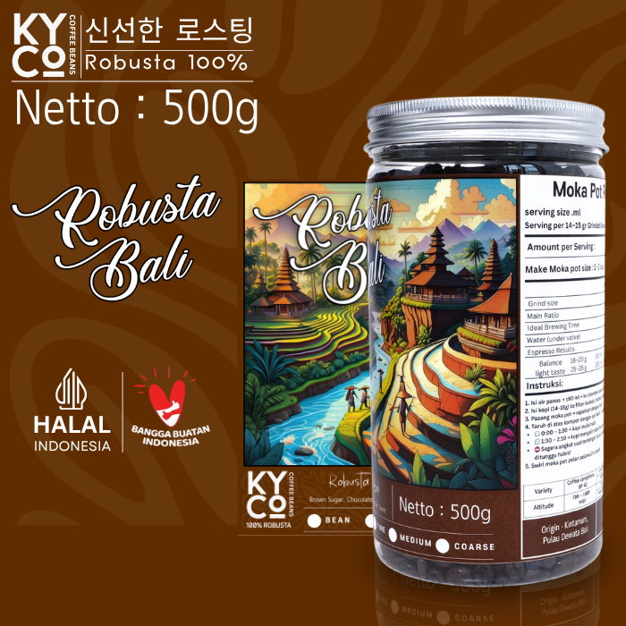 

Biji Kopi Robusta Bali 500 gram - Espresso Beans Grade 1 | Roast Beans | Mokapot | Medium Dark Roast | Kopi Susu | Blend Kopi | Kiyowo Coffee Roastery