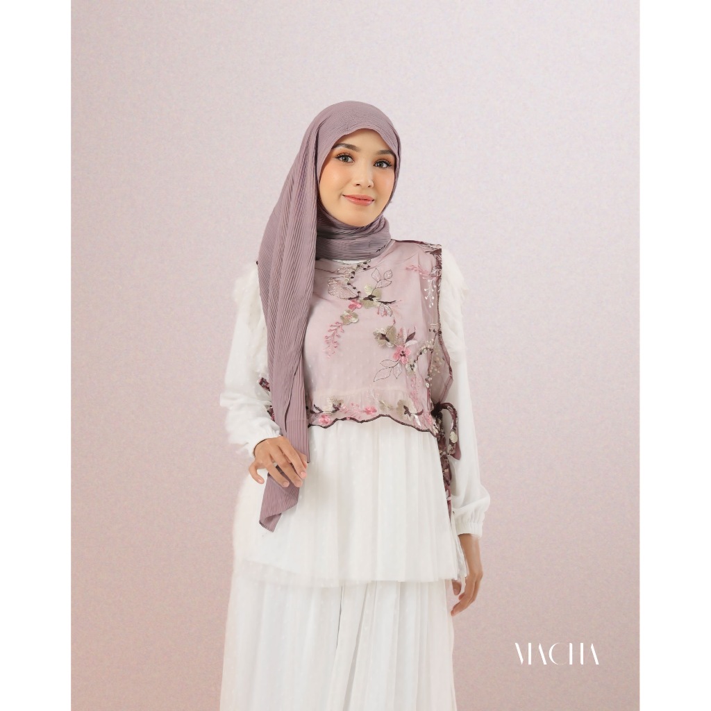 MACHA SALSABILA - One Set Premium 3 in 1 | Setelan Tunik + Celana | Brokat Bordir