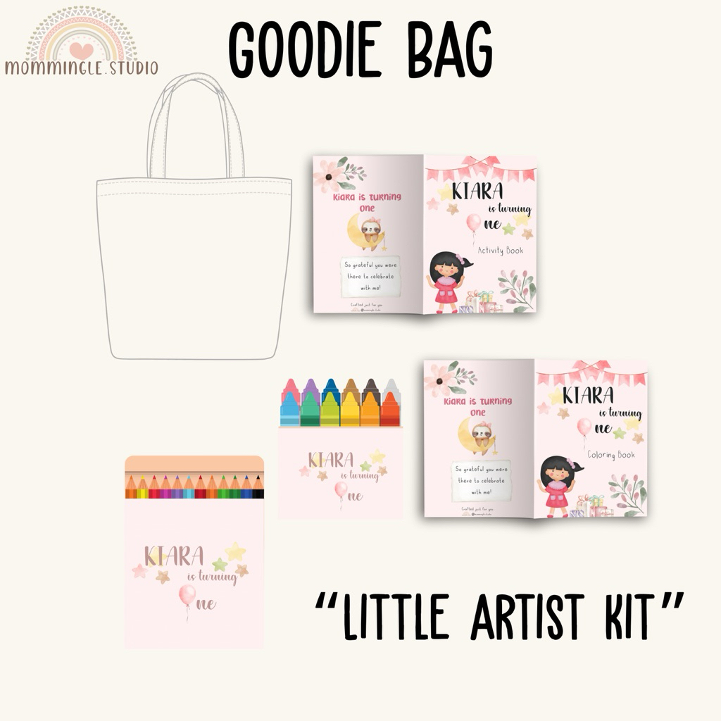 

GOODIE BAG ULANG TAHUN ANAK | LITTLE ARTIST KIT | TAS + CRAYON + BUKU MEWARNAI CUSTOM NAMA