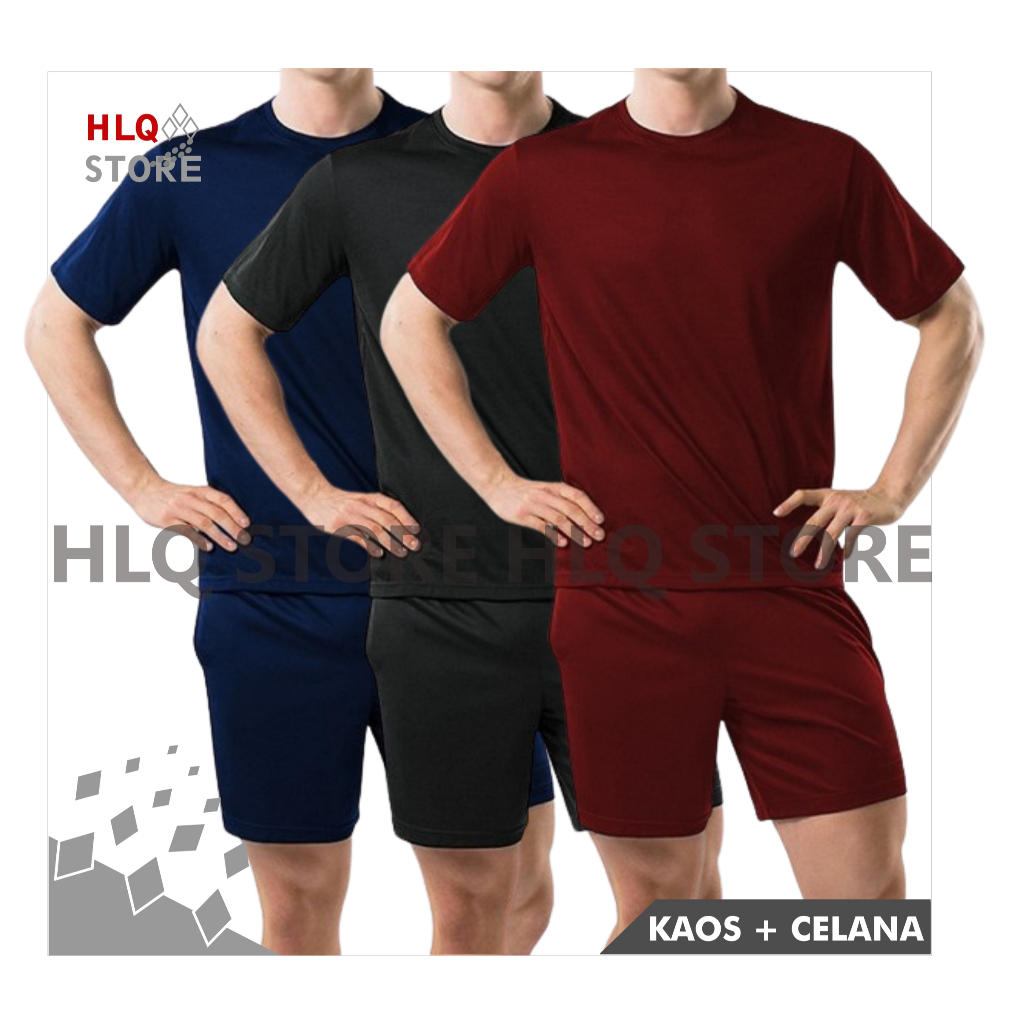 Setelan Kaos Olahraga Pria Wanita Dewasa Dry Fit Drifit Jersey Celana 1Set Lari Running Sport Gym PL