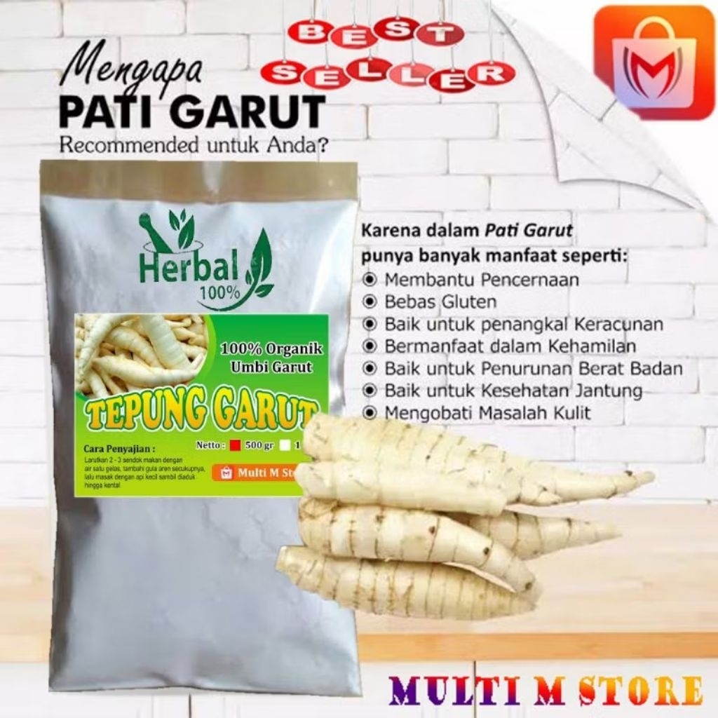 

Tepung Garut Premium 500 Gram | Tepung Pati Garut Asli | Solusi Maag Dan Asam Lambung