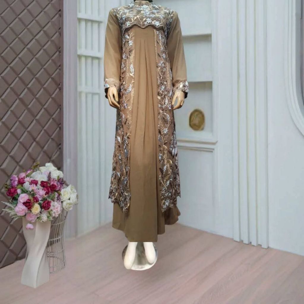 Gamis dress premium top one - azema kebaya -  gamis muslim-gamis pesta- gamis wisuda