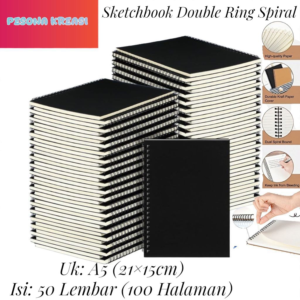 

Premium Buku Sketsa Isi 100 Halaman Sketcbook Isi 3 Warna Ukuran A5 Tracing Paper Cover Hitam