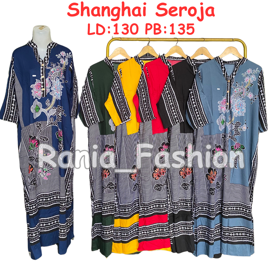Daster Rania Fashion Motif SANGHAI SEROJA TAJANG Viral Terbaru