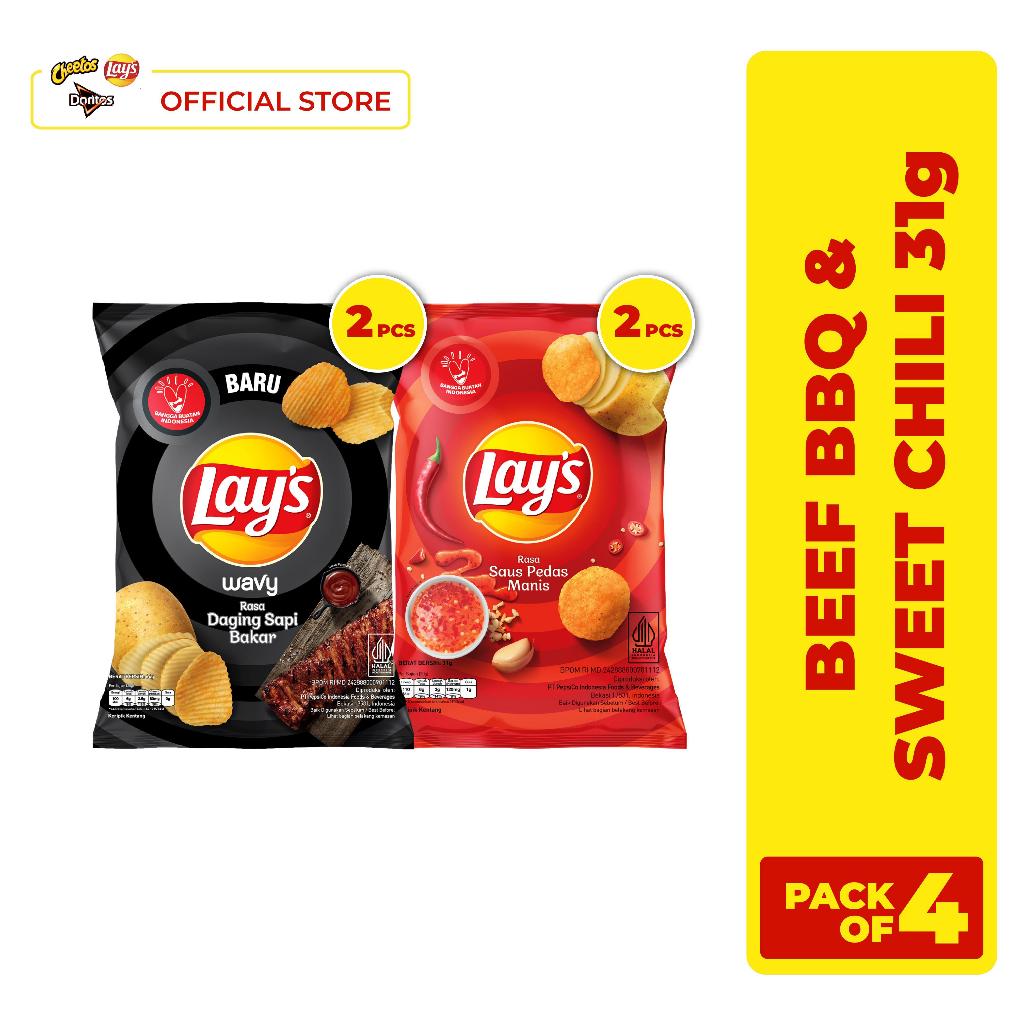 

Lay's Sweet Chili & Lay's Wavy Beef BBQ 31gr - Pack of 4