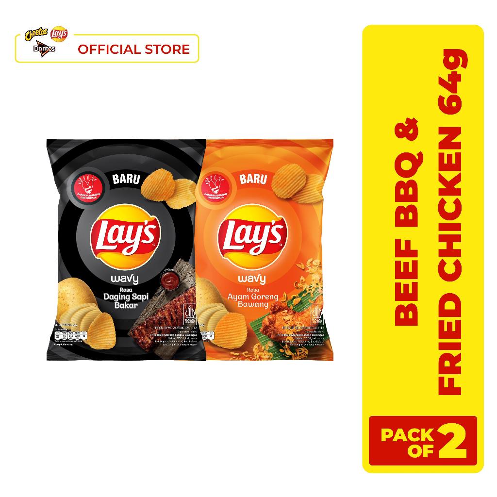 

Lay's Wavy Beef BBQ & Lay's Wavy Fried Chicken 64gr - Pack of 2