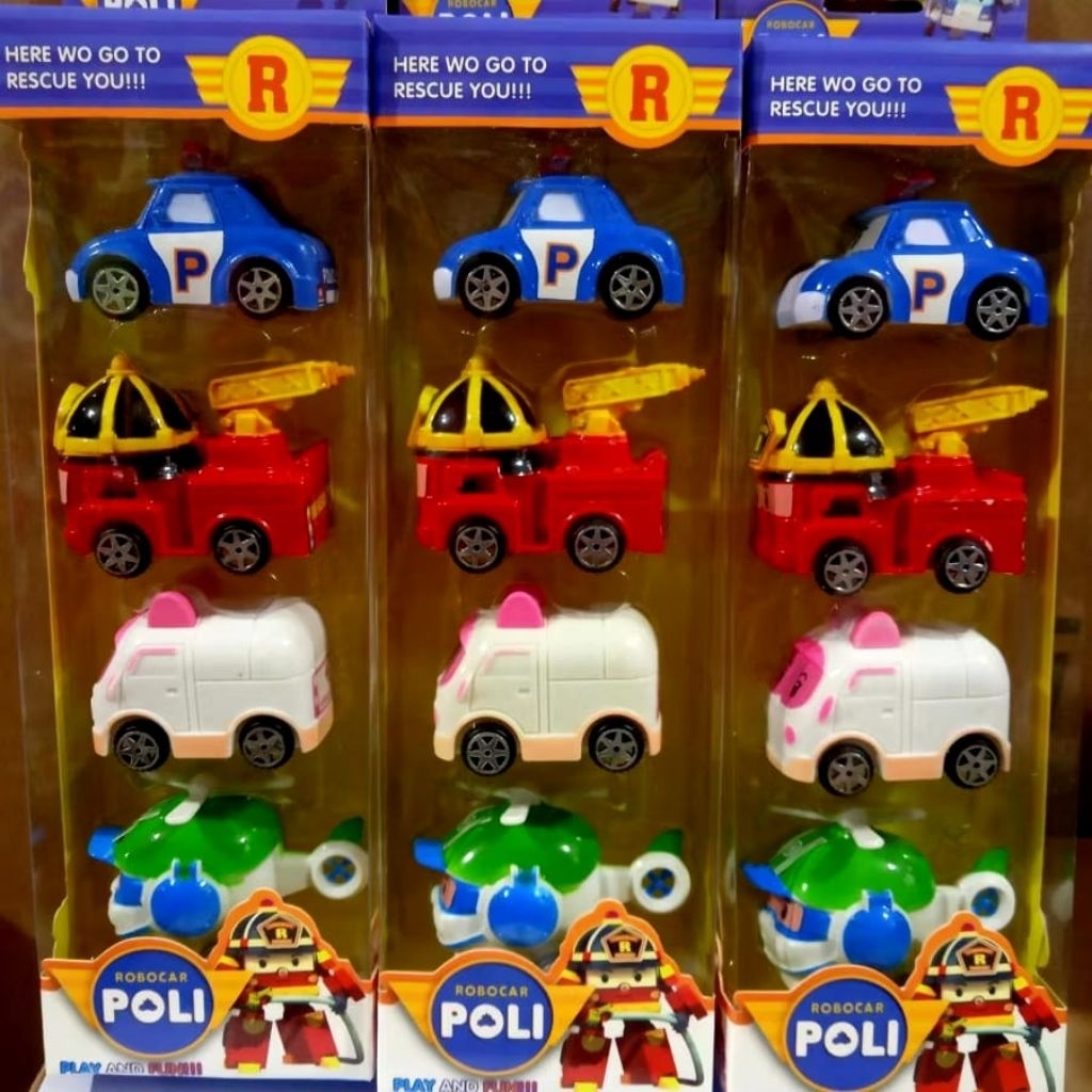 Toys - Mainan Anak Mobil Robot Car Poli Set Isi 4 Pcs